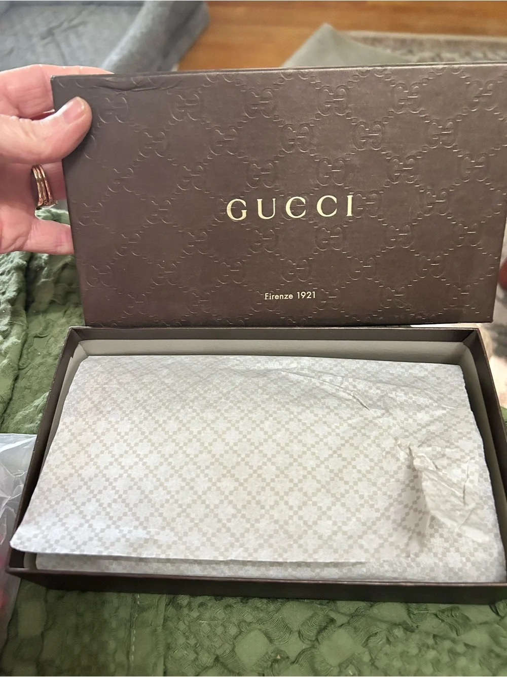 Gucci Beige/Brown GG Monogram Continental Wallet with Double G Hardware